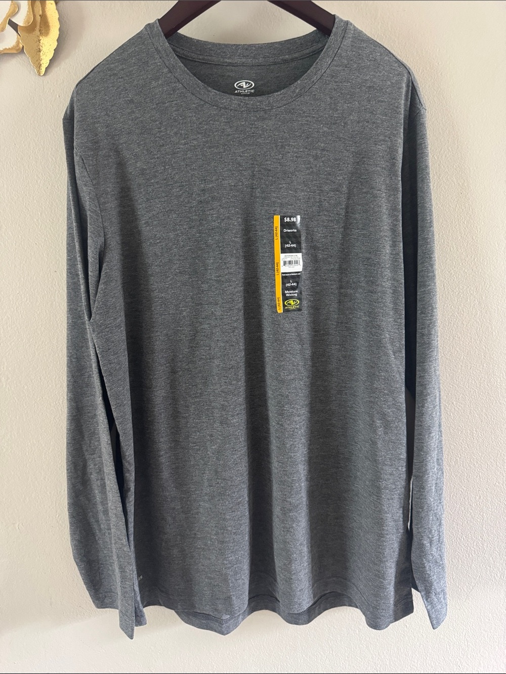 Athletic Works Men's Long Sleeve Crew Neck Shirt - Gray Heather